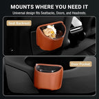 Car Trash Can with Removable Leakproof Liner – Clip On Trash Bin for Seat Back, Door Pocket & Headrest – Sturdy PU Leather Garbage Can Organizer for Luxury Cars, SUV, Truck & Sedan