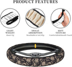 Elastic Skulls Halloween Car Steering Wheel Cover Protector Thicken,Grunge Spooky Horror Black,Anti Slip Stretchy Soft Car Accessories for Diverse Cars Truck SUV for Men Women Universal 15 Inch