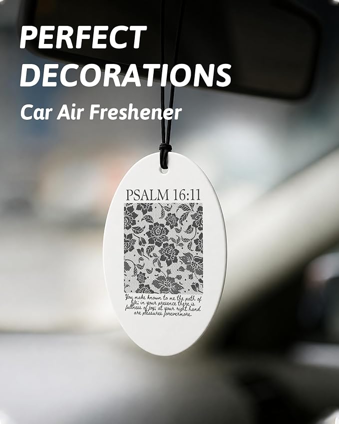 Black Christian Car Air Freshener 8 Pcs, Coquette Black Bow Floral Religious Hanging Air Freshener Oval for Girls Dorm Bedroom Apartment, Girly Christian Car Accessories Mirror Decor for Women