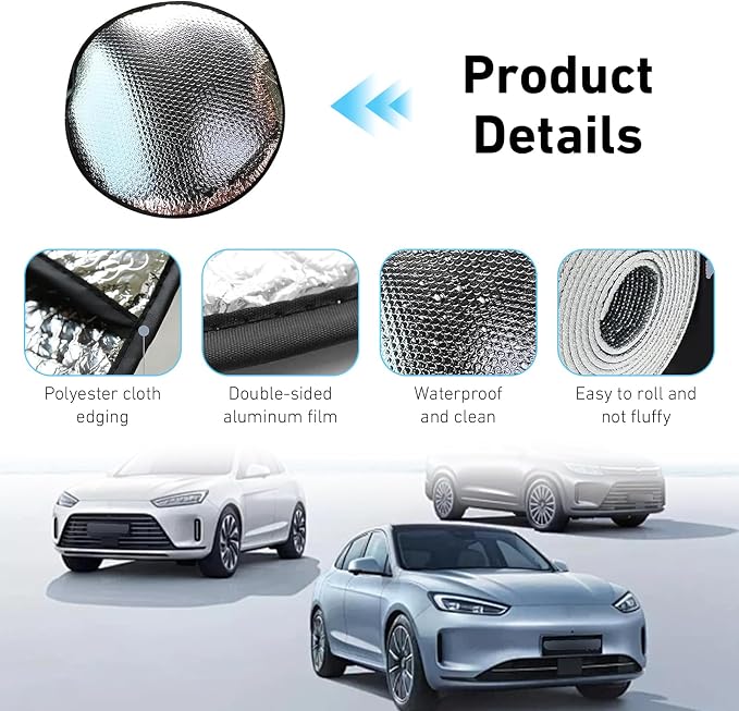 Car Steering Wheel Sun Shade, 18.1" Sun-proof Anti-aging Steering Wheel Sun Cover, Edge-locking Heat-insulated Fully Wrapped Protector, Universal for Most Cars (Silver)