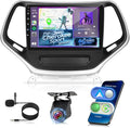 4+128G Android Car Stereo for Jeep Cherokee Sport 2014 2015 2016 2017 with Wireless Carplay/Android Auto - 10 Inch HD Touchscreen Radio with EQ/5GHz WiFi/GPS/SWC + AHD Rear View Camera