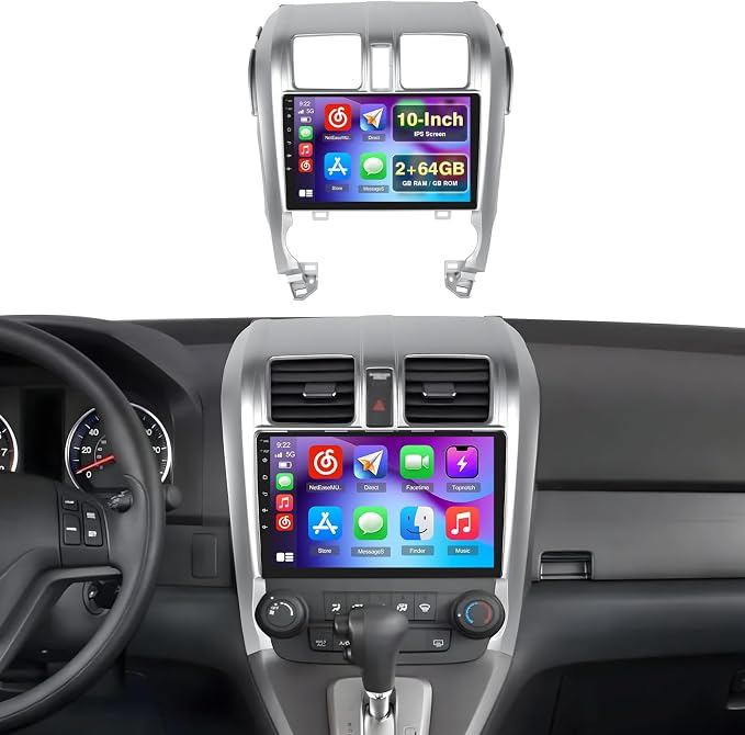 2+64GB Android 15 Car Stereo for Honda CRV 2007 2008 2009 2010 2011 CarPlay Android Auto, 10.1 Inches Touch Screen Radio with GPS WiFi Bluetooth EQ FM/RDS 26UI Backup Camera MIC