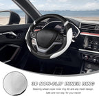 Car Steering Wheel Cover, 15 Inch Premium Leather Breathable Non-Slip Wheels Wrap, Universal Auto Comfortable Steering Wheel Protector for SUV Truck Van, Car Accessories (White)