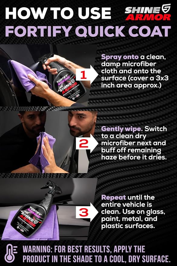 Fortify Quick Coat 24oz | 3-in-1 Ceramic Car Wax Waterless Wash | Spray On, Wipe Off in Under 10 Minutes. 6 to 12 Month Ceramic Protection on Paint, Glass, Chrome, Trim & Wheels. Made in USA