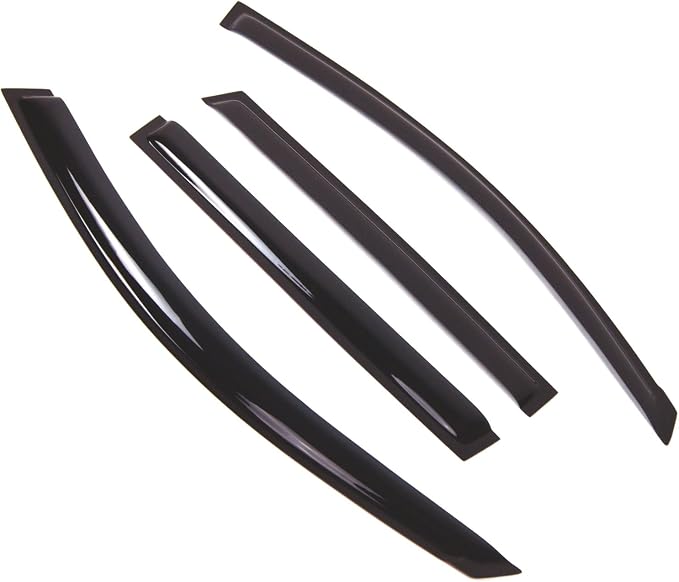 WD2-734 Dark Smoke 4 Pcs Set Window Visor (Outside Mount) Deflector Rain Guard Compatible with 2003-2010 Porsche Cayenne