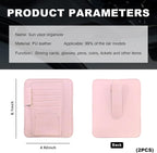 2PCS Small Leather Car Sun Visor Organizer, Multifunctional Auto Visor Document Holder with Sunglasses Clip, Universal Car Interior Organizer for Drving License, Card, Pen (Pink)