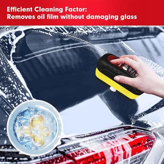 Automotive Oil Film Cleaning Brush, Car Glass Oil Film Cleaner, Anti-Rain Fog Car Glass Cleaner, Car Windshield Cleaner for Improved Clarity and Visibility