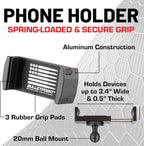 Bulletpoint Dash Mount Cell Phone Holder Compatible with 2013-2018 RAM Truck & 2019+ RAM 1500 Classic 20mm Ball Mount - Compatible with iPhone and Android Smartphones (Single Ball with Phone Holder)