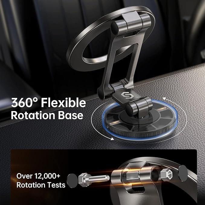 Fits MagSafe Car Mount for Car Dash&Tesla Screen[All-Metal] Magnetic Phone Holder, [Flexible Three-axis]360° Rotation Car Mount Strong Magnets Car Phone Holder for iPhone 17 16 15 14 Pro Max