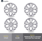 4-Pack Universal Hubcaps Wheel Covers Replacement R14, Steel Wheel Rim Cover for Most Cars Trucks Sedans SUV, 14" 14 in Hub Caps (Silver Color, 14 inch)
