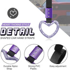 Bling Car Accessories Bling Heart Handle Ring Car Accessory for Women Hearts Strap Drift Charm Rear Bumper Warning Ring Decoration for Auto Bus Interior Exterior (Light Purple,Heart Style)