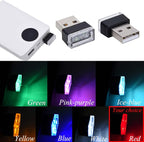 4Pcs Red USB Car Interior Atmosphere Lamps, Universal Mini Led USB Lights for Car Decoration, Lighting
