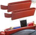 2 Pack Update Car Seat Gap Filler Organizer Leather Console Storage Box Front Side Pocket Seats Organizers Filler Interior Car Accessories for Phone Wallet Coin Key Sunglasses (Brown)