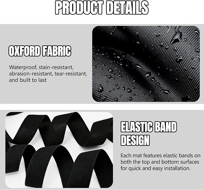 2PCS Kick Mats Back Seat Protector for Kids, Waterproof Oxford Cloth Car Back of Seat Protector, Seatback Cover for Car Front Seats, Protection Against Dirt Dust Mud Scratches (Black)