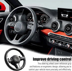 2PCS/Set Car Steering Wheel Cover, Leather Segmented Anti-Slip Automotive Wheel Protector, Soft Breathable Vehicle Steering Protection Covers, Universal Interior Accessories (Black)