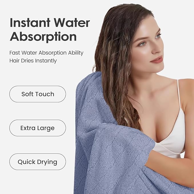 Bath Towels, Pack of 4, 30"x60", Large Microfiber Towel Set, Ultra Soft, Super Absorbent, Fast Drying, Perfect for Suana, Shower, Pool, Sport, Travel, Fitness, SPA,Yoga, Coral Fleece - Blue