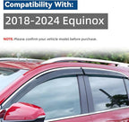 4pcs Smoke Tint with Chrome Trim Outside Mount Tape On/Clip On Style PVC Sun Rain Guard Vent Window Visors Compatible with 18-23 Equinox