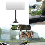 Suction Cup Baby Car Mirror, Adjustabe Long Arm HD Glass Convex Wide Angle Interior Rearview Baby Rear Facing Mirror (Frameless Rectangle, Large, 6.7" X 2.9")
