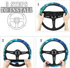 Green Bohemian Flower Steering Wheel Protection for Automotive Steering Wheel Covers, Sweat Absorption Comfort Grip for Driver Women Men