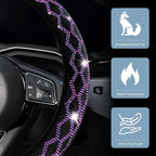 Bling Rhinestone Steering Wheel Cover with Crystal Diamond for Women, Sparkling Car Wheel Protector Universal Fit 15 Inch (Black with Purple Diamond, Standard Size(14"" 1/2-15"" 1/4))