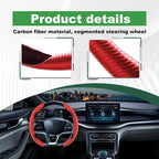 2pcs Carbon Fiber Anti-Skid Steering Wheel Cover, Anti-Skid Steering Wheel Cover/Segmented Steering Wheel Protector/Car Interior Accessories for Men/Women - Durable(Red)