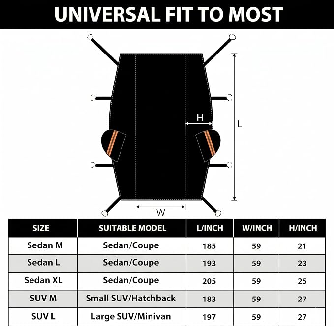 Half Car Cover for Full Size Sedan, Such As Chrysler 300, BMW 7 Series, Lincoln MKZ, Cadillac CTS CT5, Fits Sedan/Coupe 197-208 inchs