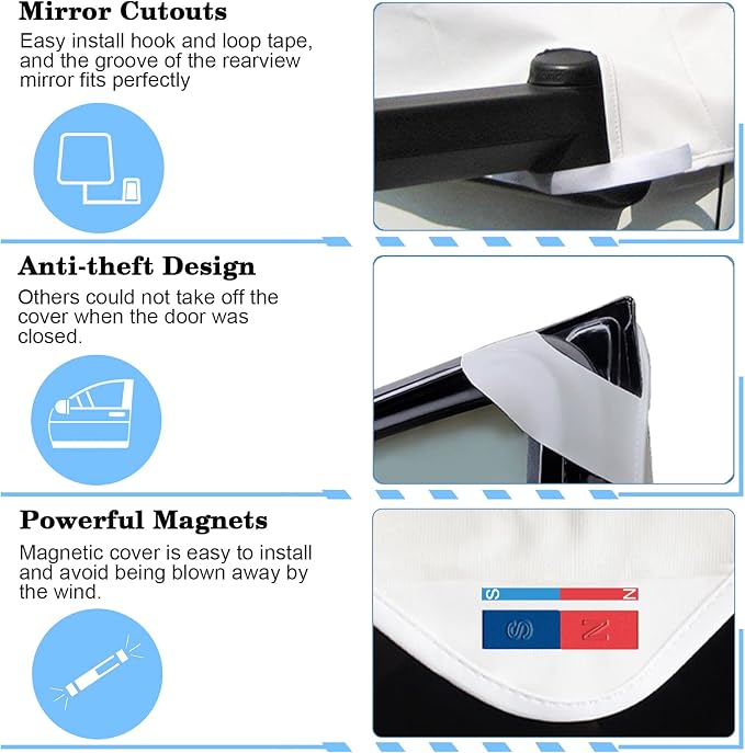 RV Windshield Cover Compatible with Class C Ford 1997-2026, UV Block Offer Complete Privacy with Light Preserves Interior (White Color with Mirror Cutouts)