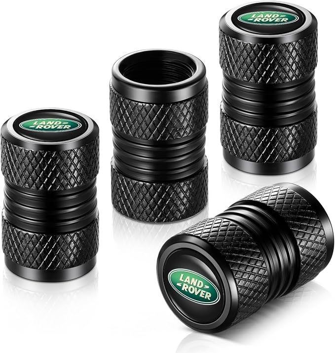 Tire Valve Stem Caps, Compatible with Land Rover Series Stem Cap Universal Car Air Cover Car Accessories for Cars, SUV, Truck, Motorcycles 4pcs （Black）..
