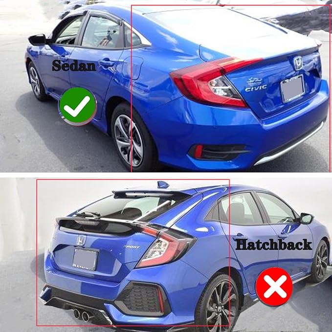 Smoke Tinted Rain Guards Window Visors Compatible with 2016-2021 Honda Civic Sedan | Outside Mount 4Pcs Side Window Wind Deflectors | Durable Acrylic Wind Deflectors
