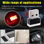 4 PCS USB LED Car Interior Atmosphere Lamp, Plug-in USB Decor Night Light, Portable Auto Ambient Lighting Kit, Universal Vehicle Interior Accessories for Most Cars (White & Red)