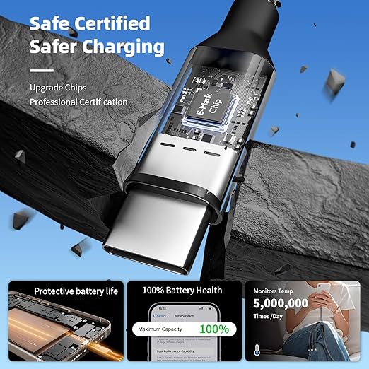 USB C Splitter Multi Charging Cable 1 Pack,USB A/C to USB C Charging Cord,Dual Type C Charger Cord,4 in 2 Multi Charger Cord with 4 Type-C Connectors Compatible with iPhone16/15/Cell Phones Tablets.