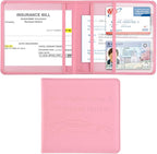Car Registration and Insurance Holder, Car Accessories Vehicle Glove Box Car Organizer Women Wallet Case for Cards, Essential Document, Driver License by, Pink | for Cards