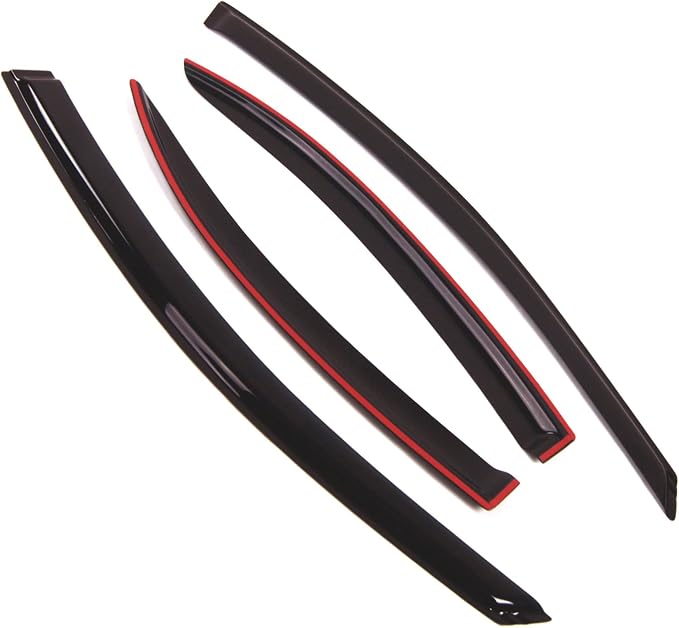WD2-097S Dark Smoke 4 Pcs Set Window Visor (Outside Mount) Deflector Rain Guard Compatible with 2001-2006 Chrysler Sebring