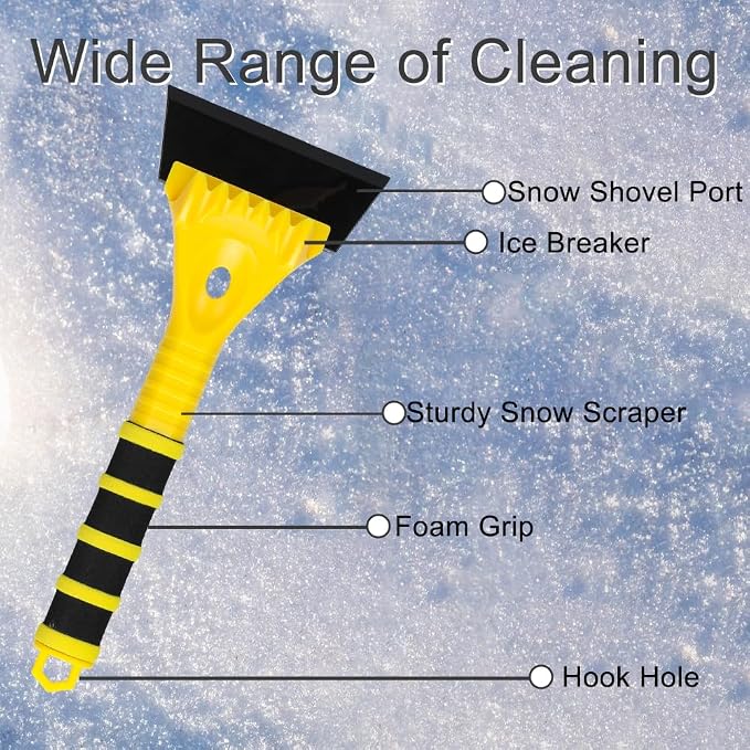 12.4" Ice Scraper for Car Windshield Snow Frost Ice Removal Tool Snow Scraper with Foam Handle for Cars Trucks Window