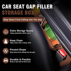 2PCS Car Seat Gap Filler, Automotive Seat Organizer Fill The Gap Between Seat and Console, Universal Car Storage Box Inserts Fill The Gap Between Seat &Console for Coins Wallets Keys (Brown)
