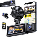 2.5K 3 Channel Dash Cam 360° View,3.16'' DashCam Front and Rear Inside Camera for Cars,WiFi & APP/GPS/Night Vision/Loop Recording/G-Sensor/24H Parking Mode/Suction Cup,Included 64G Card