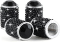 Car Wheel Tire Valve Caps, 4 PCS Bling Tire Valve Caps, Crystal Tire Caps Shinny Rhinestone for Women, Universal Car Dustproof Tire Valve Caps for Cars, Trucks, SUV and Motorcycles (Black)