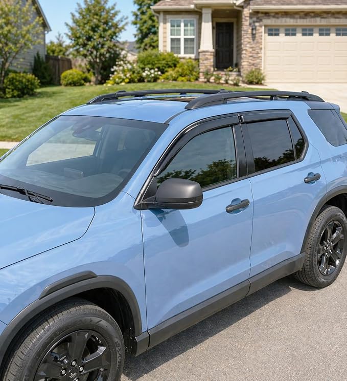 2026 2027 Tape-On Rain Guards for Honda Passport Side Window Visor Deflectors Extra Thick Shade RTL Towing Blackout TrailSport Elite