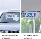 Handicap Placard Holder for Auto, Disabled Parking Permit Sign Protector for Car Sun Visor with Note Paper Slot, Pen Holder and Elastic Strap - Gray