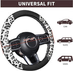 White Leopard Steering Wheel Cover, Universal 14.5-15 inch Breathable Microfiber Leather Anti-Slip Car Steering Wheel Protector for Women Men,Fit for Most Car, Trucks, SUV