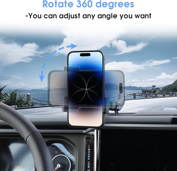 2024 2025 JL Cell Phone Mount for Jeep Wrangler - Dash Cell Phone Mount Dashboard Phone Holder for 2024+ Jeep Wrangler JL 4XE Accessories 2025+ Jeep Gladiator JT Accessories, 1 Pack, Black
