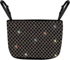 Bling Car Net Pocket Handbag Holder, Rhinestone Vehicle Backseat Purse Organizer Between Seats, Diamond Hanging Storage Bag Barrier of Pet Kids, Universal Automotive Accessories (Multicolor)