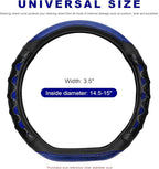 D-Shaped Steering Wheel Cover, Leather Car Wheel Protector with 3D Honeycomb Anti-Slip Design, Universal Breathable Comfy Cover Fits 14.5-15 Inch Steering Wheels, Car Accessories (Blue)