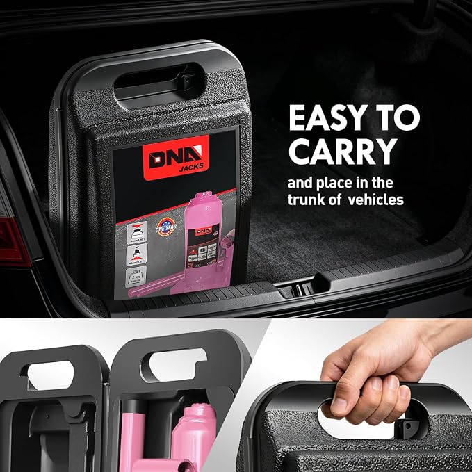 2 tons / 4000 lbs Lifting Automotive Welded Hydraulic Bottle Jackfor Sedans Repair, with Manual Handle & Carrying Storage Case, Pink