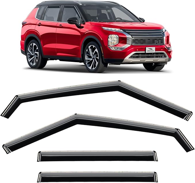 Voron Glass in-Channel Extra Durable Rain Guards for Mitsubishi Outlander 2022-2026, Window Deflectors, Vent Window Visors, 4 Pieces - 200931