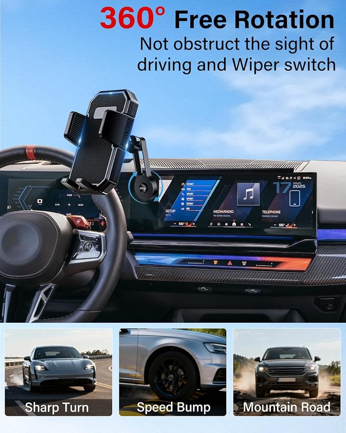 PZK Car Phone Mount for BMW X5 2024-2026 X6/ BMW X7 2023-2026 Accessories | Custom 14.9-inch Screen Auto Lock Car Phone Holder 360° Rotating Extension Rod Hands-Free Not Affect Air Vent Cradles