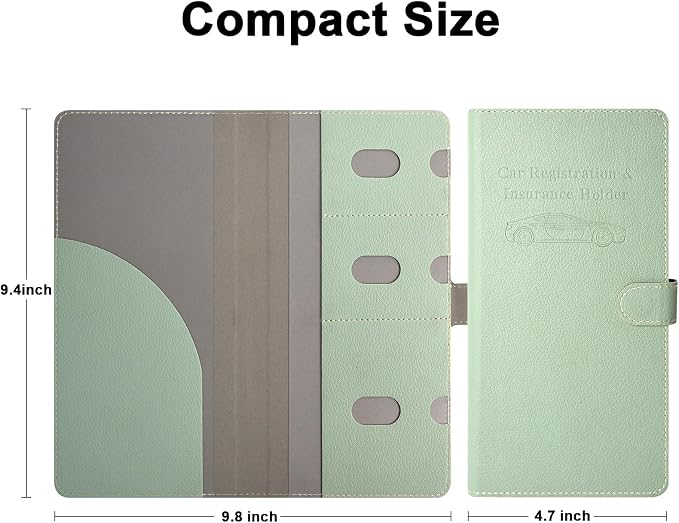 Car Registration and Insurance Holder, Vehicle Glove Box Organizer Cool Car Accessories, Car Document Holder for Cards, Driver License & Essential Document, JD-Green