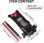 3-Ton (6600lbs) Low Profile Hydraulic Heavy-Duty Steel Floor Jack with Dual Pistons Quick Lift Pump, Home and Workshop Car Maintenance for Various Vehicles (Random Color, 3 Ton Low Profile)