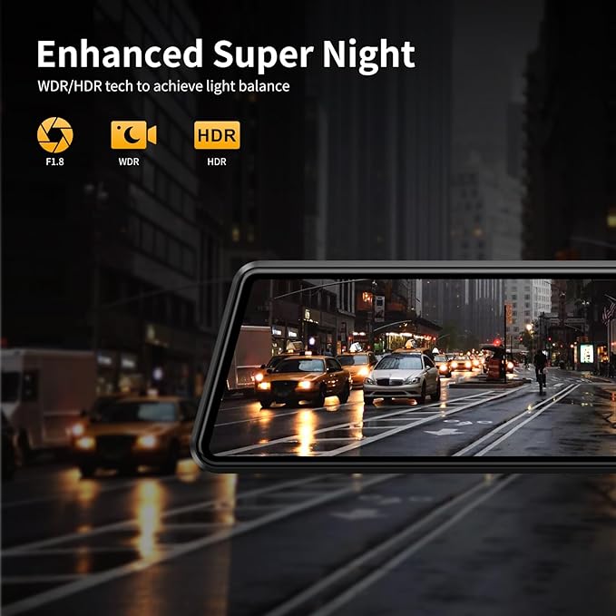 2.5K Mirror Dash Cam with Carplay Mirror & Android Auto, Dash Cam Front and Rear with Zoom Function,12 inches Rear View Mirror Camera with Voice Control/BT Call/64GB Card Included- K17 Pro