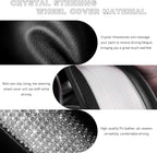 Steering Wheel Cover, Bling Crystal Rhinestones Auto Wheel Protector, Sparkly Cover Universal Fit Diverse 14.5-15 inch Steering Wheel, Interior Decor Car Accessories (White+Beige)